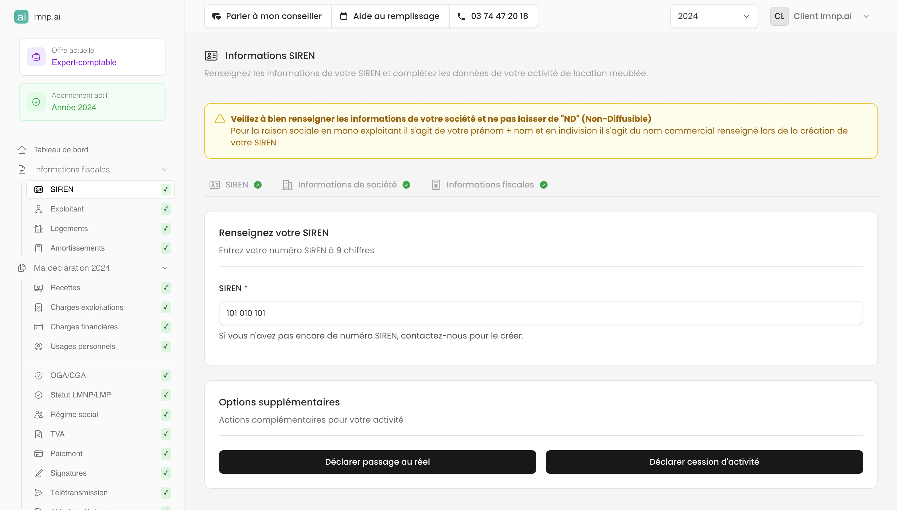Configuration SIREN et biens
