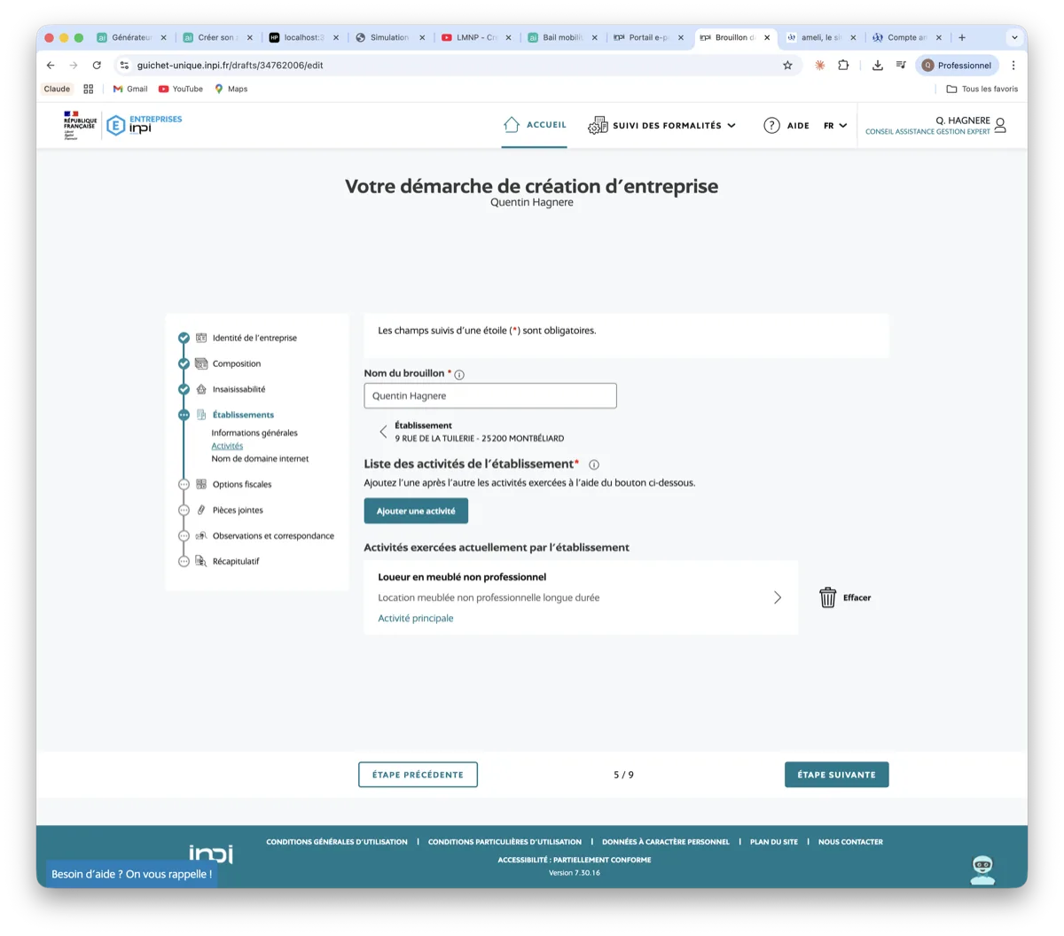 Recapitulatif activites LMNP loueur en meuble non professionnel