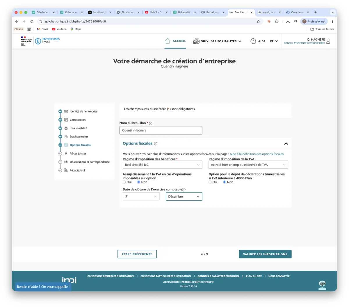 Options fiscales LMNP - reel simplifie BIC franchise TVA cloture 31 decembre